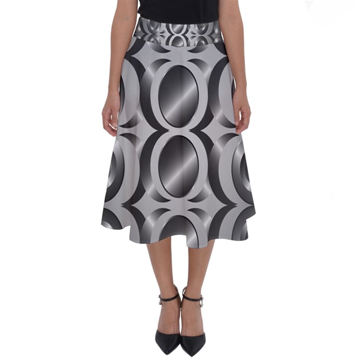 Metal Circle Background Ring Perfect Length Midi Skirt