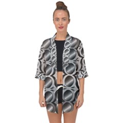 Metal Circle Background Ring Open Front Chiffon Kimono by Simbadda