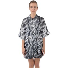 Metal Circle Background Ring Quarter Sleeve Kimono Robe by Simbadda