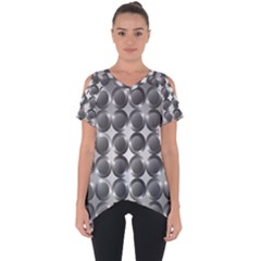 Metal Circle Background Ring Cut Out Side Drop Tee