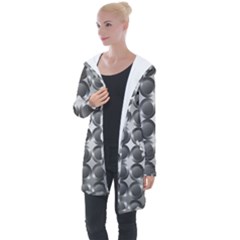 Metal Circle Background Ring Longline Hooded Cardigan by Simbadda