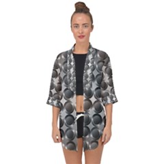 Metal Circle Background Ring Open Front Chiffon Kimono by Simbadda