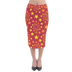 Star Stars Pattern Design Velvet Midi Pencil Skirt by Simbadda