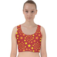 Star Stars Pattern Design Velvet Racer Back Crop Top by Simbadda