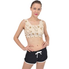 Pattern Gingerbread Star V-back Sports Bra by Simbadda