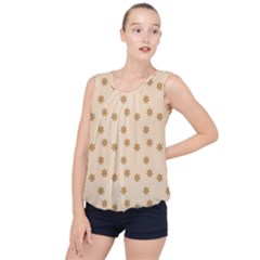 Pattern Gingerbread Star Bubble Hem Chiffon Tank Top