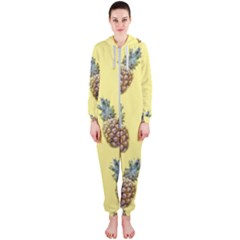 Pineapples Fruit Pattern Texture Hooded Jumpsuit (ladies)  by Simbadda