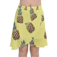 Pineapples Fruit Pattern Texture Chiffon Wrap Front Skirt by Simbadda