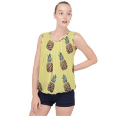 Pineapples Fruit Pattern Texture Bubble Hem Chiffon Tank Top