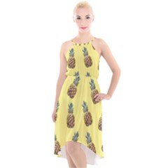 Pineapples Fruit Pattern Texture High-low Halter Chiffon Dress  by Simbadda