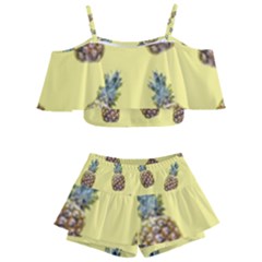 Pineapples Fruit Pattern Texture Kids  Off Shoulder Skirt Bikini