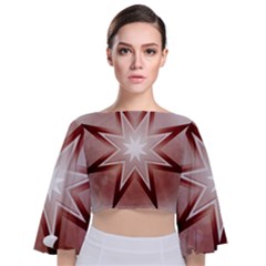 Star Christmas Festival Decoration Tie Back Butterfly Sleeve Chiffon Top by Simbadda