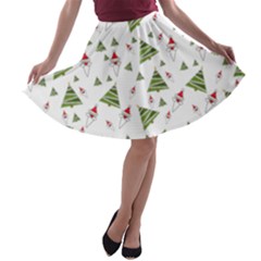 Christmas Santa Claus Decoration A-line Skater Skirt by Simbadda