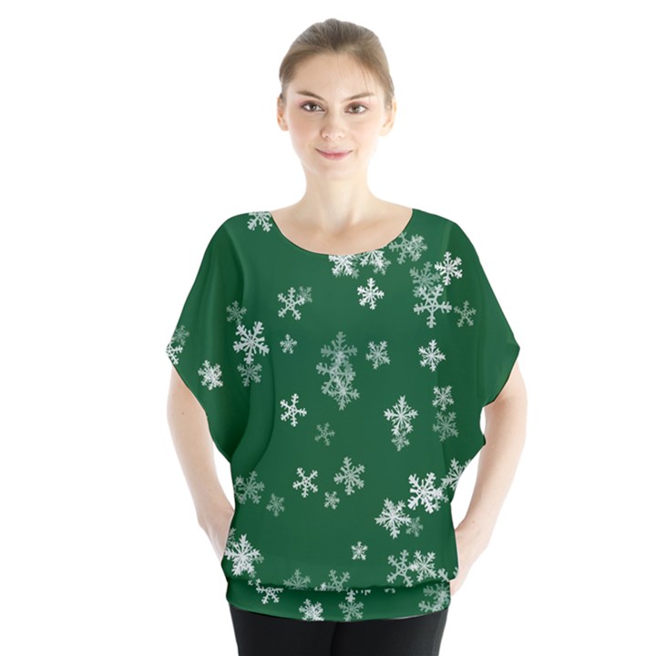 Template Winter Christmas Xmas Batwing Chiffon Blouse