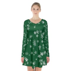 Template Winter Christmas Xmas Long Sleeve Velvet V-neck Dress by Simbadda