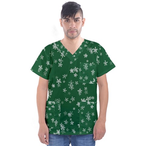 Template Winter Christmas Xmas Men s V-neck Scrub Top by Simbadda