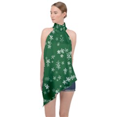 Template Winter Christmas Xmas Halter Asymmetric Satin Top by Simbadda