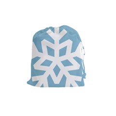 Snowflake Snow Flake White Winter Drawstring Pouch (medium)