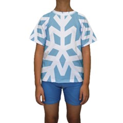 Snowflake Snow Flake White Winter Kids  Short Sleeve Swimwear