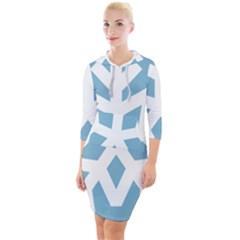 Snowflake Snow Flake White Winter Quarter Sleeve Hood Bodycon Dress