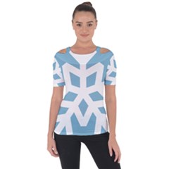 Snowflake Snow Flake White Winter Shoulder Cut Out Short Sleeve Top by Simbadda