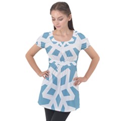 Snowflake Snow Flake White Winter Puff Sleeve Tunic Top