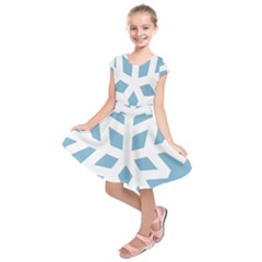 Snowflake Snow Flake White Winter Kids  Short Sleeve Dress