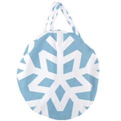 Snowflake Snow Flake White Winter Giant Round Zipper Tote