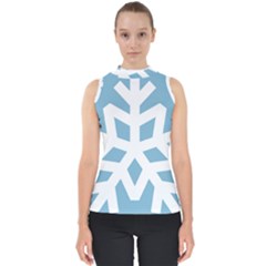 Snowflake Snow Flake White Winter Mock Neck Shell Top