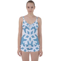 Snowflake Snow Flake White Winter Tie Front Two Piece Tankini