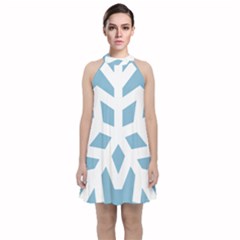 Snowflake Snow Flake White Winter Velvet Halter Neckline Dress 