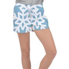 Snowflake Snow Flake White Winter Women s Velour Lounge Shorts by Simbadda