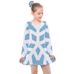 Snowflake Snow Flake White Winter Kids  Long Sleeve Dress