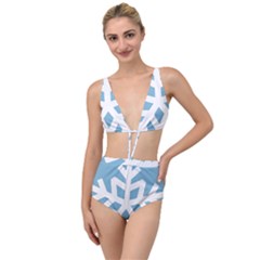 Snowflake Snow Flake White Winter Tied Up Two Piece Swimsuit by Simbadda