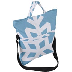 Snowflake Snow Flake White Winter Fold Over Handle Tote Bag by Simbadda