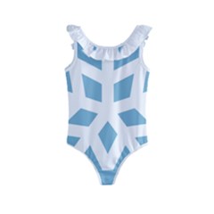 Snowflake Snow Flake White Winter Kids  Frill Swimsuit