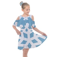 Snowflake Snow Flake White Winter Kids  Shoulder Cutout Chiffon Dress