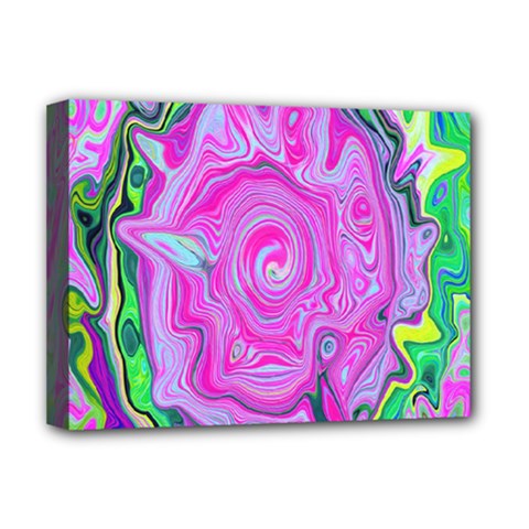 Groovy Pink, Blue And Green Abstract Liquid Art Deluxe Canvas 16  X 12  (stretched)  by myrubiogarden