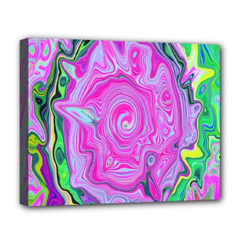 Groovy Pink, Blue And Green Abstract Liquid Art Deluxe Canvas 20  X 16  (stretched) by myrubiogarden