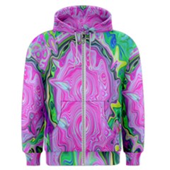 Groovy Pink, Blue And Green Abstract Liquid Art Men s Zipper Hoodie by myrubiogarden