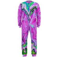 Groovy Pink, Blue And Green Abstract Liquid Art Onepiece Jumpsuit (men) 