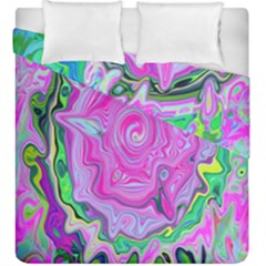 Groovy Pink, Blue And Green Abstract Liquid Art Duvet Cover Double Side (king Size) by myrubiogarden