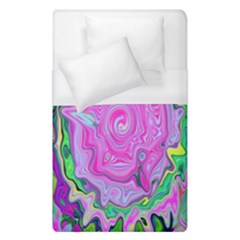 Groovy Pink, Blue And Green Abstract Liquid Art Duvet Cover (single Size) by myrubiogarden