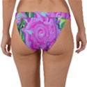 Groovy Pink, Blue And Green Abstract Liquid Art Band Bikini Bottom View2