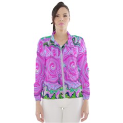 Groovy Pink, Blue And Green Abstract Liquid Art Windbreaker (women)