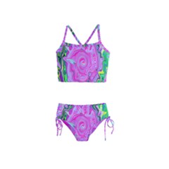 Groovy Pink, Blue And Green Abstract Liquid Art Girls  Tankini Swimsuit