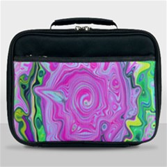 Groovy Pink, Blue And Green Abstract Liquid Art Lunch Bag by myrubiogarden