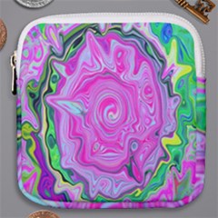 Groovy Pink, Blue And Green Abstract Liquid Art Mini Square Pouch