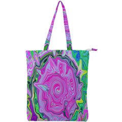 Groovy Pink, Blue And Green Abstract Liquid Art Double Zip Up Tote Bag