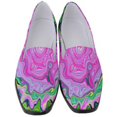 Groovy Pink, Blue And Green Abstract Liquid Art Women s Classic Loafer Heels by myrubiogarden